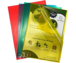 Exacompta 10x Sachet de 25 pochettes coin PP recyclé 12/100e A4 assort. 58340E