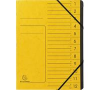 Exacompta 10x Trieur agrafé noir 12 compartiments A4 Jaune 541209E
