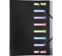 Exacompta 10x Trieur polypropylène 3 rabats 8 compartiments OPAK Noir 56181E