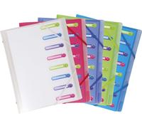 Exacompta 10x Trieur PP 3 rabats 8 compartiments Couleurs assorties 56189E