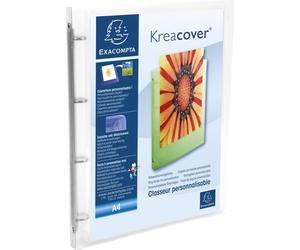 Exacompta 12x Classeur 4 anneaux 15mm PP 5/10e Kreacover® A4 Incolore 51968E