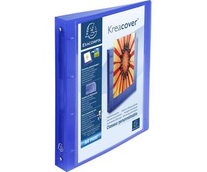 Exacompta 12x Classeur 4 anneaux 30mm PP 10/10e Krea Cover A4 maxi Bleu 51562E