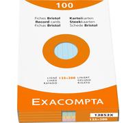 Exacompta 12x fiches 12,5x20 lin noir 100pcs - couleurs assorties - 13853X