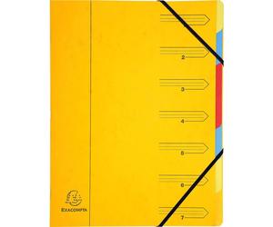 Exacompta 12x Trieur agrafé avec élastiques 7 compartiments Jaune 54079E