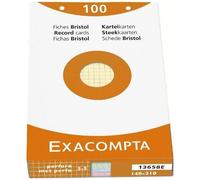 Fiche bristol 148 x 210 mm quadrillée 5 x 5 coloris assortis perforée Exacompta - Boîte de 100