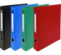 Exacompta 15x Classeur rembordé PVC 4 anneaux en D de 40mm A4 maxi assort 51640E