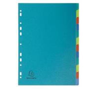 Exacompta 15x Intercalaires PP recyclé 12 positions A4 Couleurs assorties 2712E