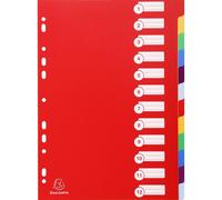 Exacompta 15x Intercalaires PP semi rigide 12 positions A4 assort. 4912E