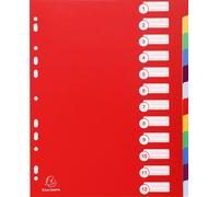 Exacompta 15x Intercalaires PP semi rigide 12 positions A4 maxi assort. 4812E