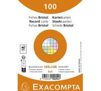 Exacompta 20x 100 fiches Bristol 5x5 non perforé 105x148mm assort 10254E