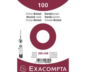 Exacompta 20x 100 fiches bristol dots non perforé 105x148mm Blanc 10709E