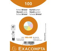 Exacompta 20x 100 fiches Bristol UNI non perforé 105x148mm assort 10554E