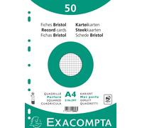 Exacompta 20x 50 fiches bristol quadrillé 5x5 perforé 210x297mm Blanc 12606E