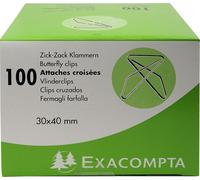 Exacompta 20x Boîte de 100 attaches croisées 30x40mm Argent 14765E