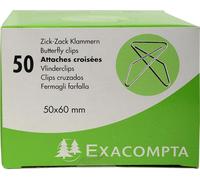 Exacompta 20x Boîte de 50 attaches croisées 50x60mm Argent 14766E