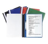 Exacompta - Réf. 439900B - Paquet de 20 chemises de présentation à lamelles - couverture transparente en PVC - lamelle en métal - permet de relier des documents perforés A4 maxi - 4 couleurs assorties