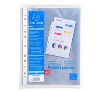 Exacompta 20x Sachet de 50 pochettes perforées PP lisse 6/100e A4 Cristal 5250E