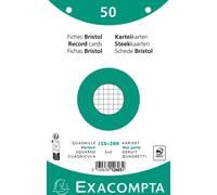 Exacompta 24x 50 fiches bristol quadrillé 5x5 perforé 125x200mm Blanc 12603E