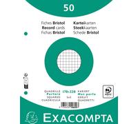 Exacompta 24x 50 fiches bristol quadrillé 5x5 perforé 170x220mm Blanc 10620E