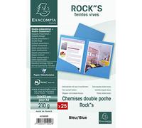 Exacompta Chemise double poche Bahia 24 x 32 cm carton bleu roi Paquet de 25