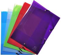 Exacompta 25x Chemise 3 élastiq.PP 5/10e Crystal Colours A4 assort. 56701E