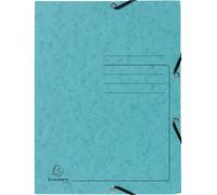 Exacompta 25x Chemise à élastique 3 rabats 355gm2 A4 Turquoise 55422E