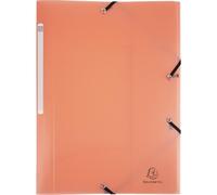 Exacompta 25x Chemise à élastiques 3 rabats PP Pastel A4 Corail 55177E