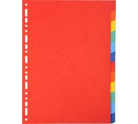 Exacompta 25x Intercalaires carte 220g 12 positions A4 Couleurs assorties 2012E
