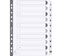 Exacompta 25x Intercalaires imprimés 1 à 10 A4 Blanc MWD1-10Z