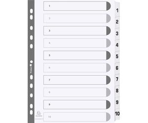 Exacompta 25x Intercalaires imprimés 1 à 10 A4 Blanc MWD1-10Z
