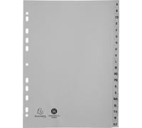 Exacompta 25x Intercalaires imprimés PP recy ris A-Z 20 pos A4 Gris 1720B