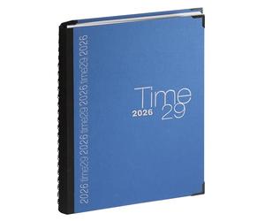 Exacompta 296122E - Agenda journalier Time 29S spiralé toile bordée - 21 cm x 29,7 cm - Janvier 2026 à décembre 2026 - Coloris bleu