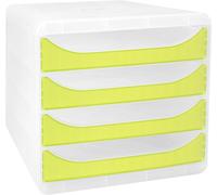 Exacompta 310335D Boîte de classement Premium Chromaline avec 4 tiroirs pour documents A4+. Boîte à tiroirs résistante de grande capacité pour plus de place sur le bureau Big Box cristal|Vert anis