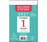 EXACOMPTA - 32101E - 1 Grand Bloc Neutre Ephéméride - Nouveau Système - Janvier 2027 à Décembre 2027 - Format 12 x 8.5 cm