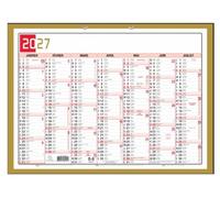 Exacompta - 34201E - Calendrier semestriel Tricolore - 43 x 33,5 cm - Janvier 2026/2027 - Coloris rouge, noir et or