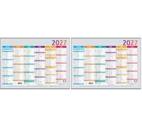 Exacompta 34303E - Calendrier semestriel - 29,5 x 22 cm - Janvier à décembre 2026 - Coloris multicolore (Lot de 2)