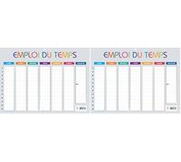 Exacompta - 34510E - Emploi du temps Multicolore - 29,5 x 22 cm - Du lundi au dimache - De 8h à 19h (Lot de 2)