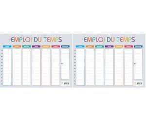 Exacompta - 34510E - Emploi du temps Multicolore - 29,5 x 22 cm - Du lundi au dimache - De 8h à 19h (Lot de 2)