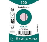 Exacompta 38085SB 48x Exacompta, fiches A8 lignées, 100 pièces sous film plastique - Rose