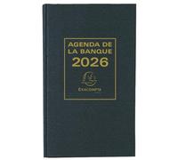 Exacompta - 38682E - Agenda journalier de bureau Banquier large Euro et cents - 17,5 x 28 cm - 2 volumes 2026 - Coloris noir