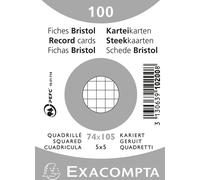 Exacompta 40x 100 fiches bristol 5x5 non perforé 74x105mm Blanc 10200SE