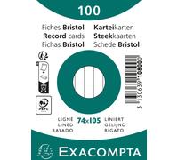 Exacompta 40x 100 fiches bristol ligné non perforé 74x105mm Blanc 10800SE