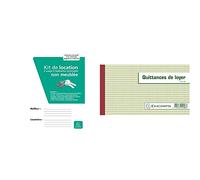 Exacompta 41E Kit dossier pour bail location non meublée & Réf. 43E - 1 Manifold Quittances de loyer 12,5x21cm 50 feuillets tripli autocopiants