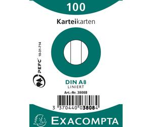 Exacompta 48x 100 fiches sous film bristol ligné non perforé 55x74mm Blanc 3808B