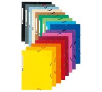 Exacompta Chemises à élastiques 55500E - 3 rabats A4 - Lot de 50 couleurs assorties