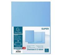 Exacompta Chemise 2 rabats SUPER 210 – 24 x 32 cm – Paquet de 50 – Bleu clair