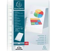 Exacompta Pochettes perforées polypropylène grainé 5/100e A4 Cristal – Sachet de 50