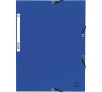 Exacompta 50x Chemise à élastiques 3 rabats carte lustrée 355g/m2 Bleu 55302E