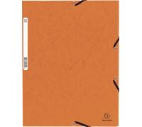 Exacompta 50x Chemise à élastiques 3 rabats carte lustrée 355g/m2 Orange 55304E