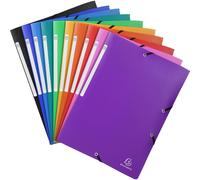 Exacompta 50x Chemise à élastiques 3 rabats PP OPAK A4 Couleurs assorties 55840E